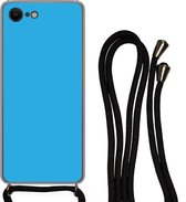 Hoesje met koord Geschikt voor iPhone 8 - Blauw - Licht - Kleuren - Siliconen - Crossbody - Backcover met Koord - Telefoonhoesje met koord - Hoesje met touw