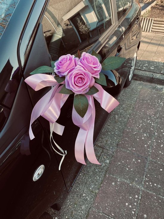 openbaar Zwart Verslagen AUTODECO.NL - MIA ROZE Trouwauto Versiering Roze Rozen met Linten - Bloemen  op de Auto... | bol.com