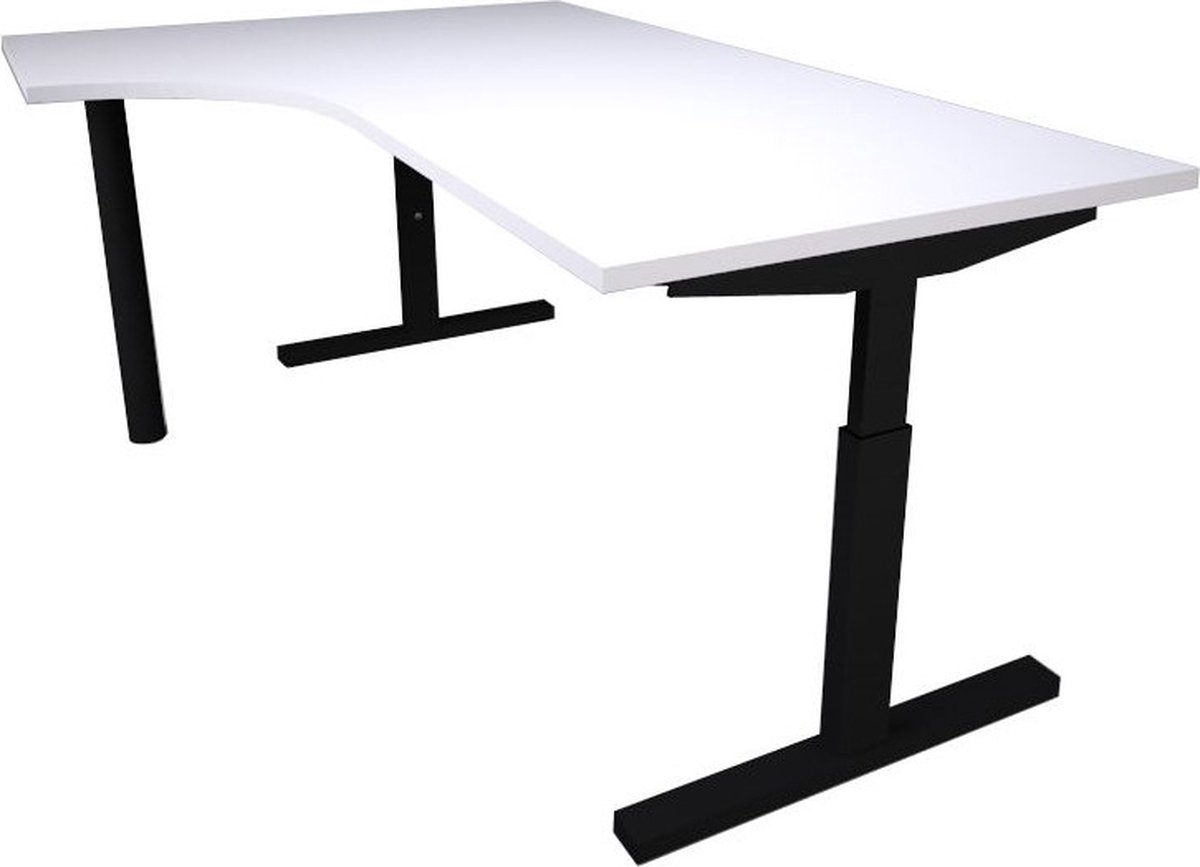 Offeco Bureau Oxford Hoek - Bureau - Bureautafel - Gaming bureau - Game bureau - Computertafel - Desk - Bureau Zwart - Verstelbaar bureau - Gaming Desk - Bureau tafel - Bureau verstelbaar  Wit  180x120cm-- blad-  onderstel- x120