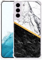 Back Cover Geschikt voor Samsung Galaxy S22 Plus Smartphone hoesje met doorzichtige rand Marble White Black