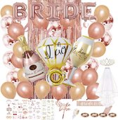 Joya® Bride to Be Feestset XXL | 110 STUKS | Vrijgezellenfeest Decoratie Ballonnen Pakket | Bruiloft Versiering | Bachelorette Party | Rose Goud Ballonnen Set