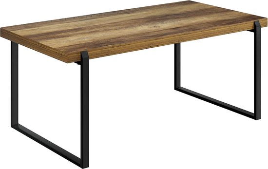 Ginhow Salontafel 110 x 50 cm, witte woonkamertafel met opbergruimte, MDF marmerlook, banktafel, moderne koffietafel voor de woonkamer