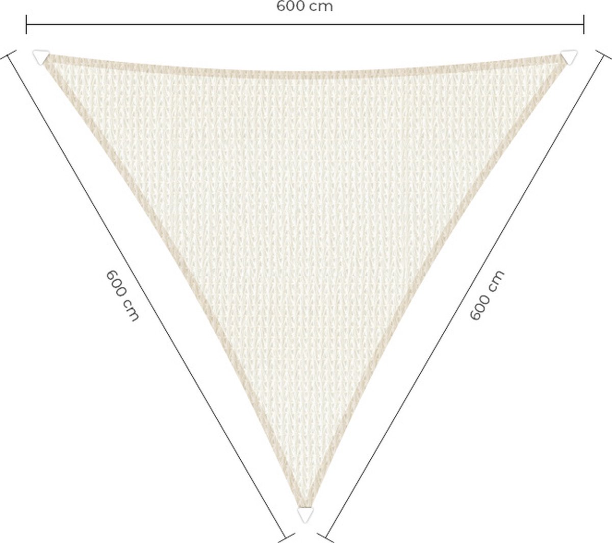 Sunfighters driehoek schaduwdoek - 6 x 6 x 6 m - Wit - Waterdoorlatend