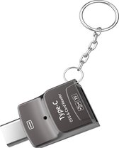NÖRDIC OTG-C9 OTG USB-A naar USB-C adapter - USB3.1 - Kaartlezer 2TB - Grijs