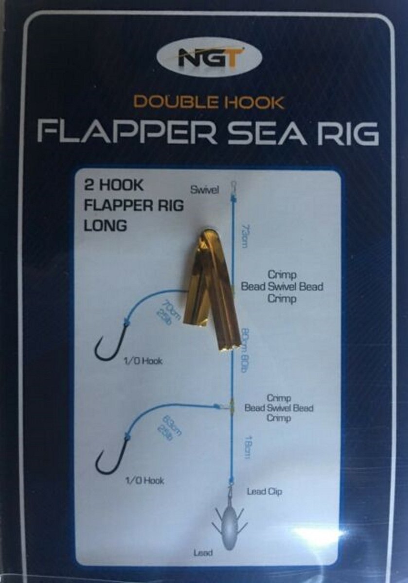 NGT Double Hook Flapper Sea Rig Clear Haak: 1/0