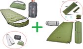Professional® Camp Mummy  Slaapzak - Lichtgewicht  L/B 220x80cm  Met  Zelfopblazende Slaapmat  L/B 180x60 - Wasbaar - Lichtgewicht & zeer compact