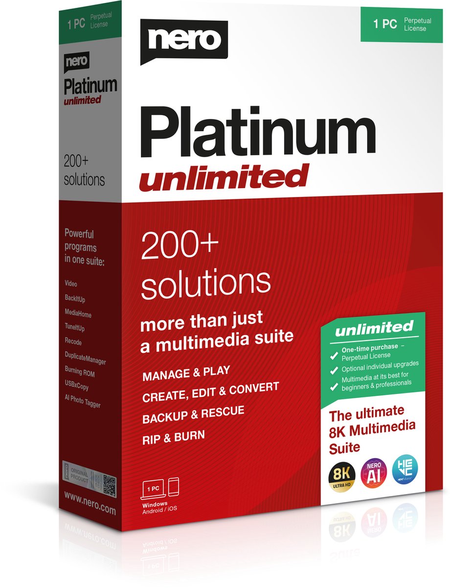 Nero Platinum Unlimited 2023- 1 Gebruiker - meertalig (NL/FR/EN...) - Nero