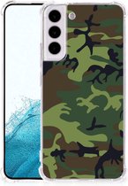 Smartphone hoesje Geschikt voor Samsung Galaxy S22 Plus Anti-shock Hoesje met foto met transparante rand Camouflage