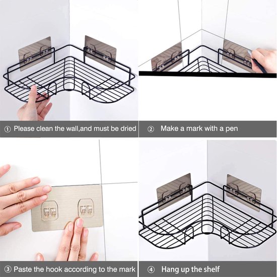 Voldra Badkamer Rek Zuigschotel Shower Shelf Bathroom Organizer Doucherek Doucherek Zonder Boren Kitchen Organizer Badkamer Accessoires Opbergen En Organiseren Shower Caddy Mat (2 stuks, Grijs