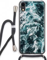 Case Company® - iPhone XR hoesje met Koord - Zee golf - Telefoonhoesje met Zwart Koord - Extra Bescherming aan alle Kanten en Over de Schermrand