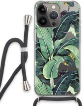 Case Company® - iPhone 13 Pro hoesje met Koord - Bananenbladeren - Telefoonhoesje met Zwart Koord - Extra Bescherming aan alle Kanten en Over de Schermrand