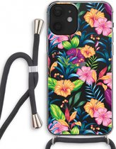Case Company® - iPhone 12 mini hoesje met Koord - Tropisch 2 - Telefoonhoesje met Zwart Koord - Extra Bescherming aan alle Kanten en Over de Schermrand