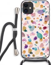 Case Company® - iPhone 11 hoesje met Koord - Terrazzo Memphis - Telefoonhoesje met Zwart Koord - Extra Bescherming aan alle Kanten en Over de Schermrand