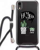 Case Company® - iPhone XR hoesje met Koord - Hey you cactus - Telefoonhoesje met Zwart Koord - Extra Bescherming aan alle Kanten en Over de Schermrand