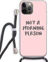 Case Company® - iPhone 12 Pro hoesje met Koord - Morning person - Telefoonhoesje met Zwart Koord - Extra Bescherming aan alle Kanten en Over de Schermrand