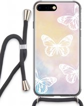 Case Company® - iPhone 7 PLUS hoesje met Koord - White butterfly - Telefoonhoesje met Zwart Koord - Extra Bescherming aan alle Kanten en Over de Schermrand