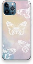 Case Company® - iPhone 12 Pro hoesje - White butterfly - Soft Cover Telefoonhoesje - Bescherming aan alle Kanten en Schermrand