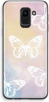 Case Company® - Samsung Galaxy J6 (2018) hoesje - White butterfly - Soft Cover Telefoonhoesje - Bescherming aan alle Kanten en Schermrand