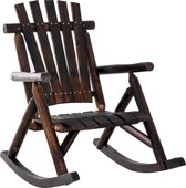 Outsunny Chaise à bascule avec accoudoirs, résistant aux intempéries, bois massif brun foncé 84A-065