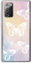 Case Company® - Samsung Galaxy Note 20 / Note 20 5G hoesje - White butterfly - Soft Cover Telefoonhoesje - Bescherming aan alle Kanten en Schermrand