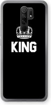 Case Company® - Xiaomi Redmi 9 hoesje - King zwart - Soft Cover Telefoonhoesje - Bescherming aan alle Kanten en Schermrand