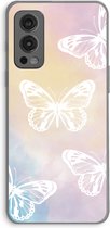 Case Company® - OnePlus Nord 2 5G hoesje - White butterfly - Soft Cover Telefoonhoesje - Bescherming aan alle Kanten en Schermrand