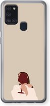 Case Company® - Samsung Galaxy A21s hoesje - I drink wine - Soft Cover Telefoonhoesje - Bescherming aan alle Kanten en Schermrand