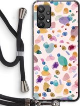 Case Company® - Samsung Galaxy A32 4G hoesje met Koord - Terrazzo Memphis - Telefoonhoesje met Zwart Koord - Bescherming aan alle Kanten en Over de Schermrand