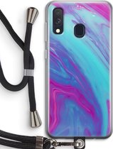 Case Company® - Samsung Galaxy A40 hoesje met Koord - Zweverige regenboog - Telefoonhoesje met Zwart Koord - Bescherming aan alle Kanten en Over de Schermrand