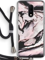 Case Company® - OnePlus 7 hoesje met Koord - Roze stroom - Telefoonhoesje met Zwart Koord - Bescherming aan alle Kanten en Over de Schermrand