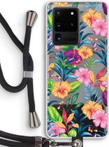 Case Company® - Samsung Galaxy S20 Ultra hoesje met Koord - Tropisch 2 - Telefoonhoesje met Zwart Koord - Bescherming aan alle Kanten en Over de Schermrand