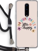 Case Company® - OnePlus 8 hoesje met Koord - Happy days - Telefoonhoesje met Zwart Koord - Bescherming aan alle Kanten en Over de Schermrand