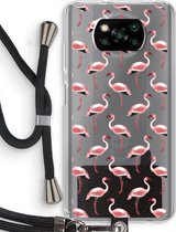 Case Company® - Poco X3 Pro hoesje met Koord - Flamingo - Telefoonhoesje met Zwart Koord - Bescherming aan alle Kanten en Over de Schermrand