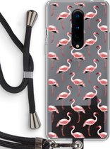 Case Company® - OnePlus 8 hoesje met Koord - Flamingo - Telefoonhoesje met Zwart Koord - Bescherming aan alle Kanten en Over de Schermrand