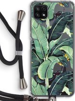 Case Company® - Samsung Galaxy A22 5G hoesje met Koord - Bananenbladeren - Telefoonhoesje met Zwart Koord - Bescherming aan alle Kanten en Over de Schermrand