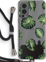 Case Company® - OnePlus Nord 2 5G hoesje met Koord - Tropische bladeren - Telefoonhoesje met Zwart Koord - Bescherming aan alle Kanten en Over de Schermrand