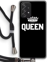 Case Company® - Samsung Galaxy A52 hoesje met Koord - Queen zwart - Telefoonhoesje met Zwart Koord - Bescherming aan alle Kanten en Over de Schermrand