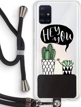 Case Company® - Samsung Galaxy A51 4G hoesje met Koord - Hey you cactus - Telefoonhoesje met Zwart Koord - Bescherming aan alle Kanten en Over de Schermrand