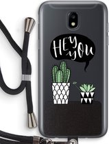 Case Company® - Samsung Galaxy J5 (2017) hoesje met Koord - Hey you cactus - Telefoonhoesje met Zwart Koord - Bescherming aan alle Kanten en Over de Schermrand