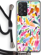 Case Company® - Samsung Galaxy A52s 5G hoesje met Koord - Watercolor Brushstrokes - Telefoonhoesje met Zwart Koord - Bescherming aan alle Kanten en Over de Schermrand