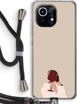 Case Company® - Xiaomi Mi 11 hoesje met Koord - I drink wine - Telefoonhoesje met Zwart Koord - Bescherming aan alle Kanten en Over de Schermrand