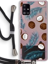 Case Company® - Samsung Galaxy A51 5G hoesje met Koord - Kokosnoot - Telefoonhoesje met Zwart Koord - Bescherming aan alle Kanten en Over de Schermrand