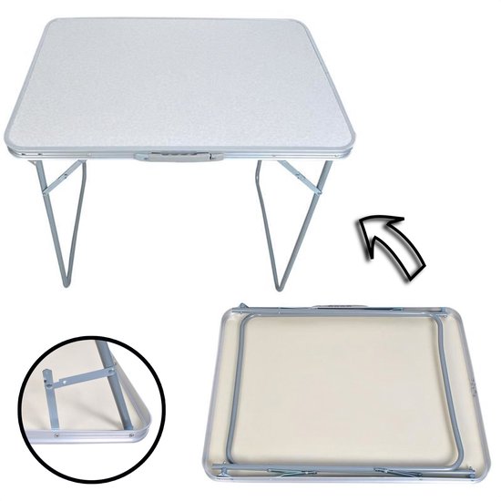 Table pliable de camping avec cadre en métal 80x60 cm Gris