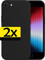 Hoesje Geschikt voor iPhone SE 2022 Hoesje Siliconen Case - Hoes Geschikt voor iPhone SE (2022) Hoes Siliconen - Zwart - 2 Stuks