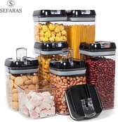 Separas Jars - Bocaux de conservation Hermétique Couvercles - 7 pièces - Air - et étanche - Boîtes de Bidons alimentaires - Plastique - Zwart