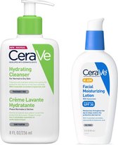 CeraVe Set - CeraVe AM Facial Moisturizing Lotion SPF 30 - Oil-Free Face Moisturizer with Sunscreen - CeraVe Hydrating Facial Cleanser 236ML