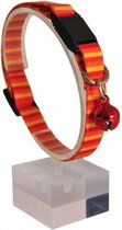 Verstelbare Oranje & Geel Gedessineerd Zachte Textuur Kattenhalsband Met Veiligheidsslot en rammelaar 22-30 cm