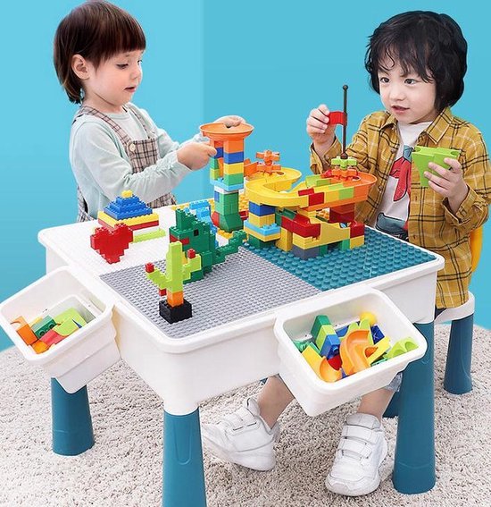 6-in-1 Bouwtafel set + Knikkerbaan 85 delig