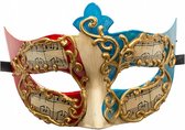 verkleedmasker Venetiaans dames rood/blauw