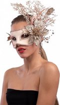 masker bloemendecoratie roze/goud one-size